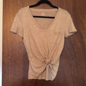 J Crew 100% Linen Gold Speckled T-Shirt